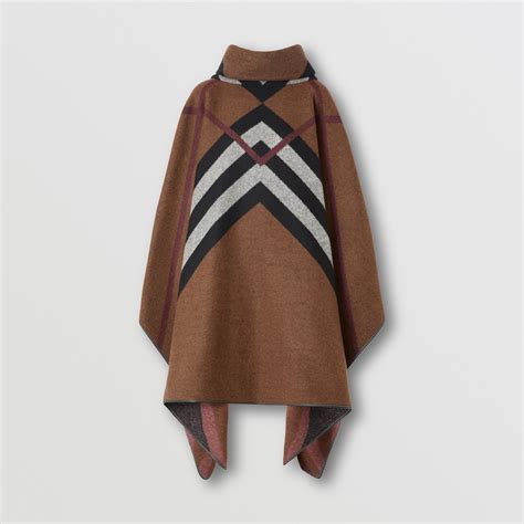 Shop Burberry Check Jacquard Poncho 